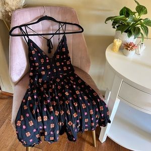 Black Patterned Ecote Dress - Urban Outfitters